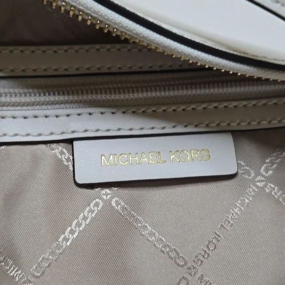 Michael Kors White Tote with Bear Charm Added EUC LIKE NEW - Picture 9 of 13